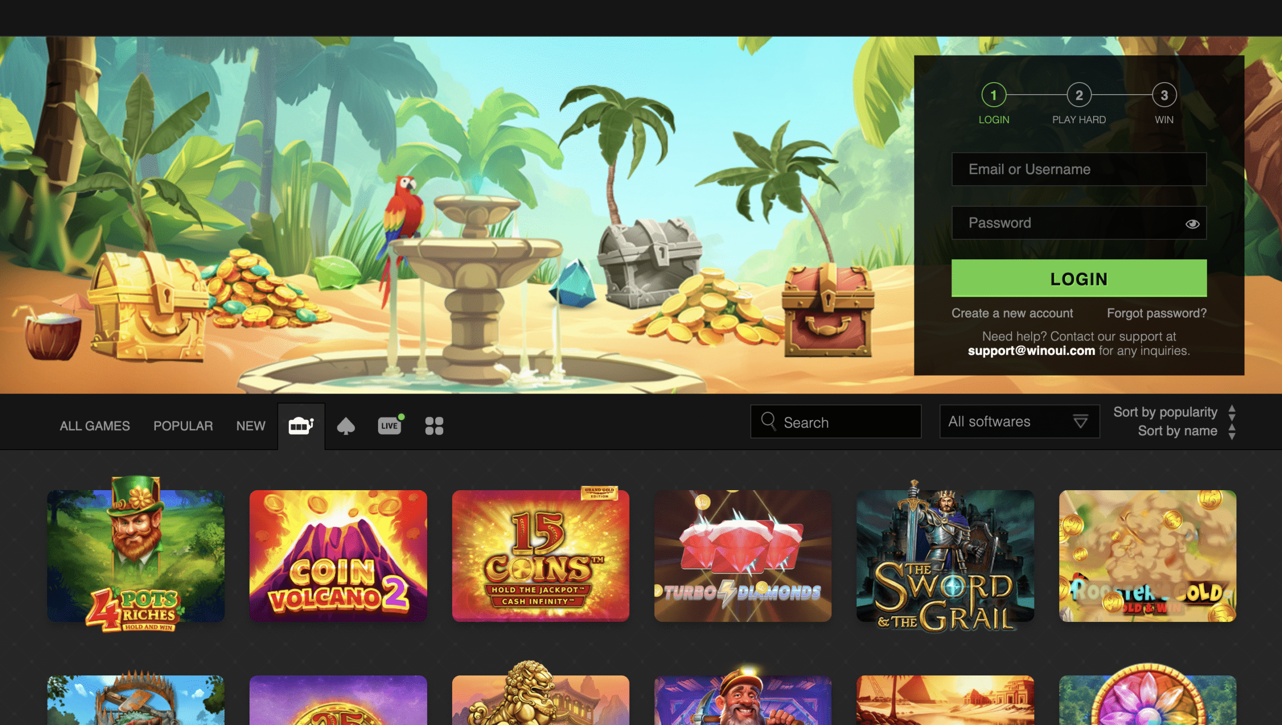 Winoui - Présentation des jeux et bonus disponibles
